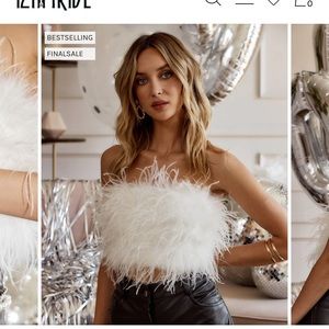 12th Tribe Chanel White Faux Feather Top